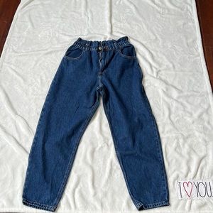 Blue zara jeans scrunchy top size M